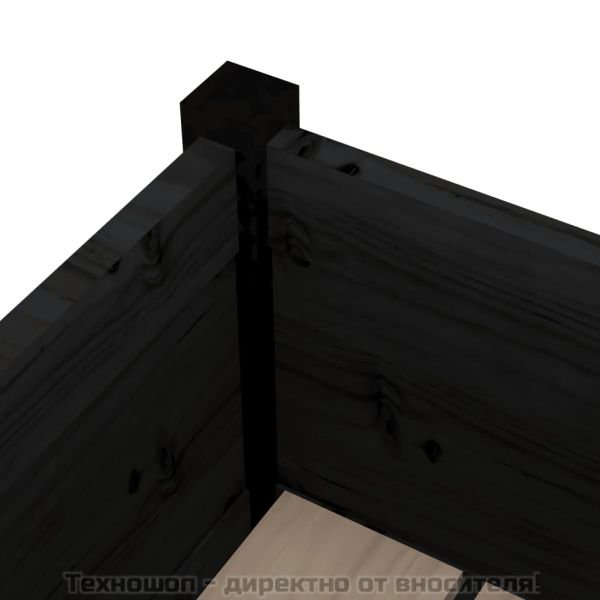 Градински сандъци, 2 бр, черни, 31x31x70 см, бор масив