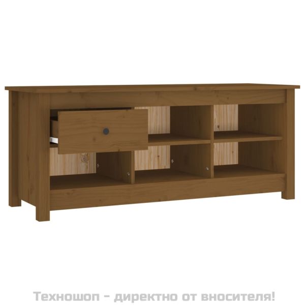 Шкаф за обувки меденокафяв 110x38x45,5 см борово дърво масив