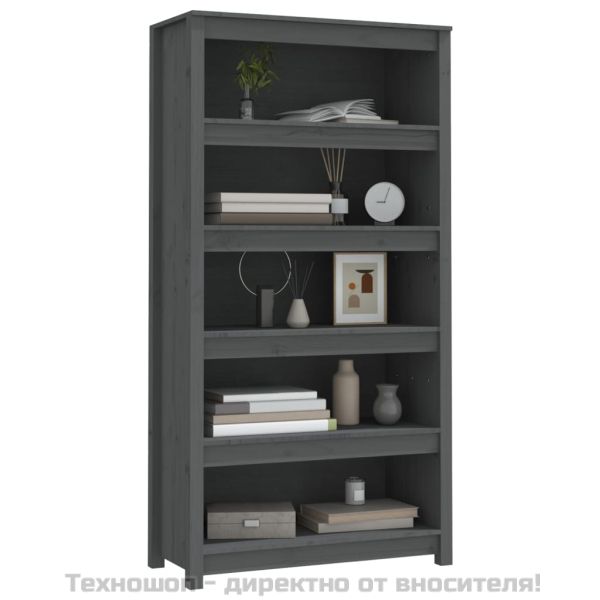 Библиотека, сива, 80x35x154 см, бор масив