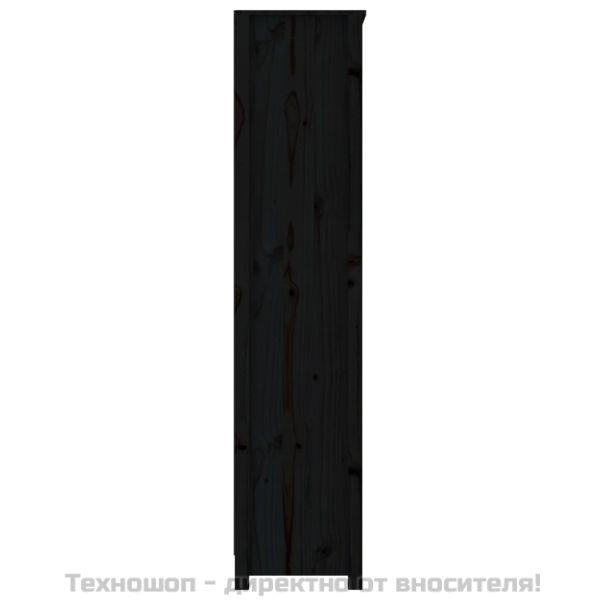 Библиотека, черна, 80x35x154 см, бор масив