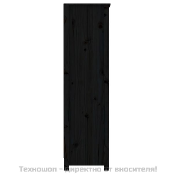 Библиотека, черна, 80x35x126 см, бор масив