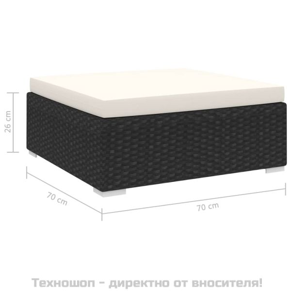 Модулна табуретка с възглавница, 1 бр, полиратан, черна