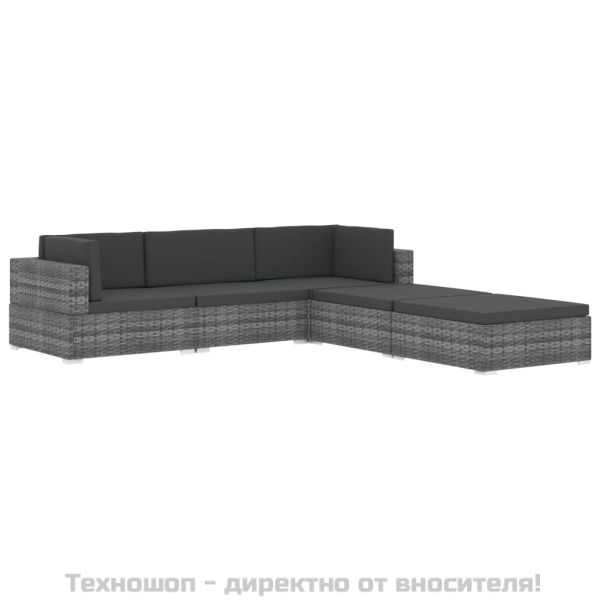 Модулна табуретка с възглавница, 1 бр, полиратан, черна