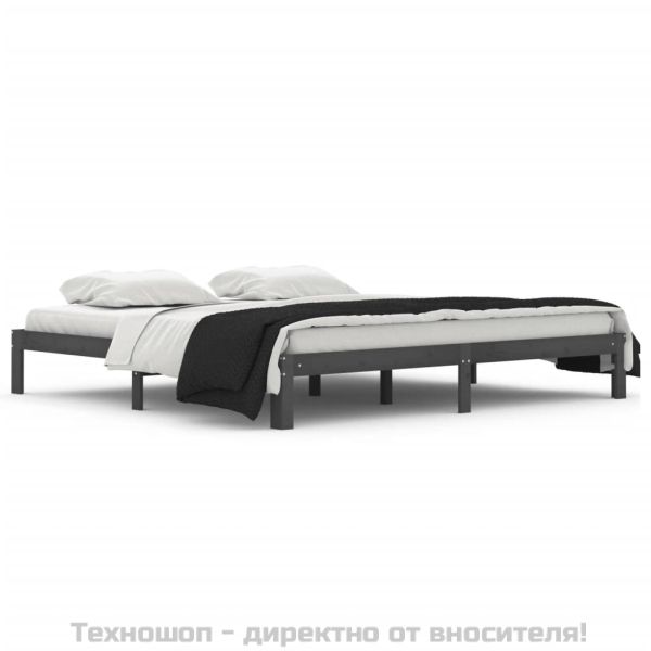 Рамка за легло, сива, бор масив, 200х200 см