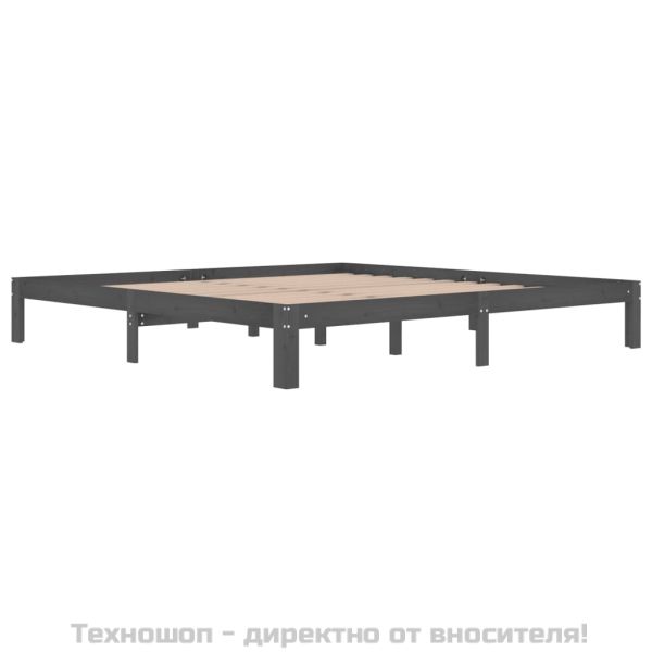 Рамка за легло, сива, бор масив, 200х200 см