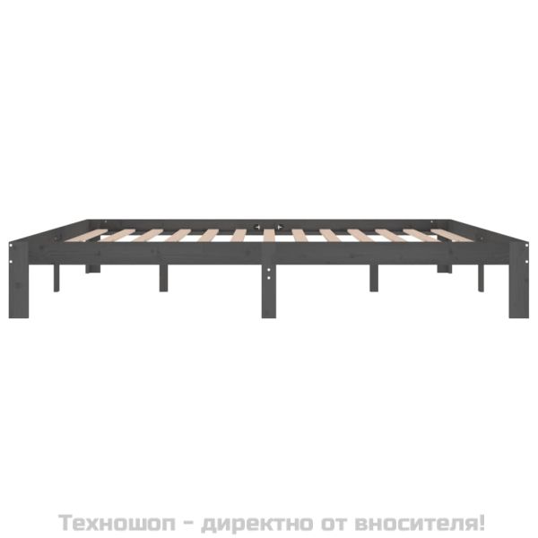 Рамка за легло, сива, бор масив, 200х200 см
