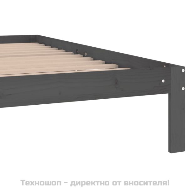 Рамка за легло, сива, бор масив, 200х200 см