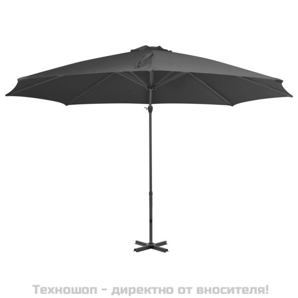 Конзолен градински чадър с алуминиев прът, антрацит, 300 см
