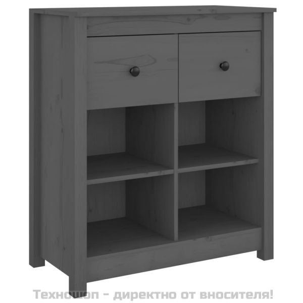 Сайдборд, сив, 70x35x80 см, бор масив