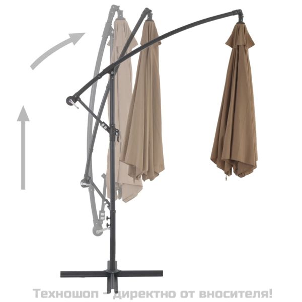 Конзолен градински чадър с алуминиев прът, 300 см, таупе