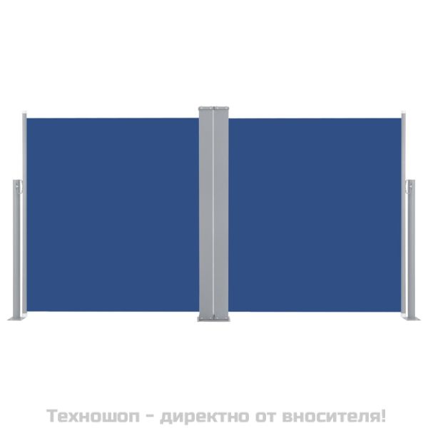 Прибираща се странична тента, синя, 160х600 см