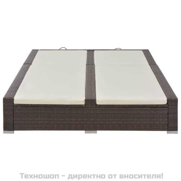 Двоен шезлонг, кафяв полиратан