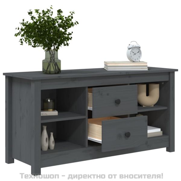 ТВ шкаф, сив, 103x36,5x52 см, бор масив
