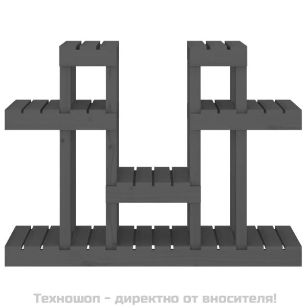 Поставка за цветя, сива, 104,5x25x77,5 см, бор масив