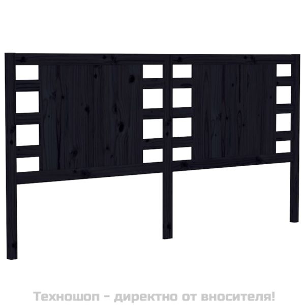 Табла за спалня, черна, 126x4x100 см, бор масив