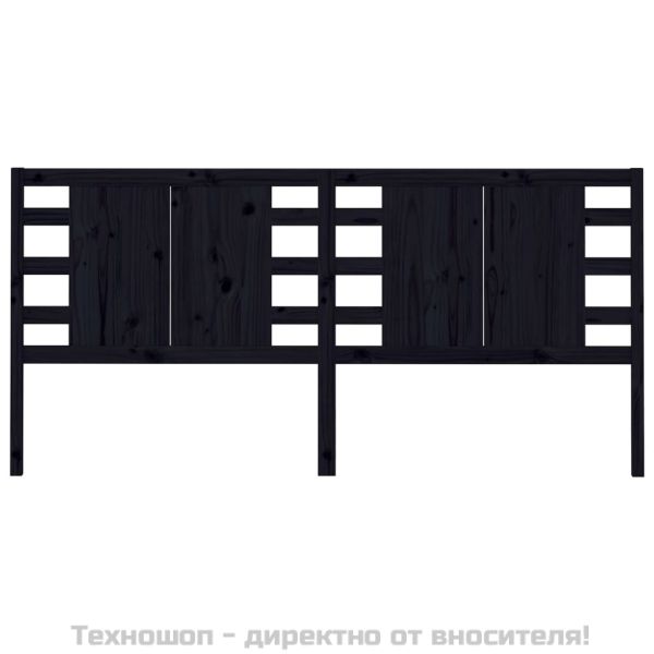 Табла за спалня, черна, 126x4x100 см, бор масив