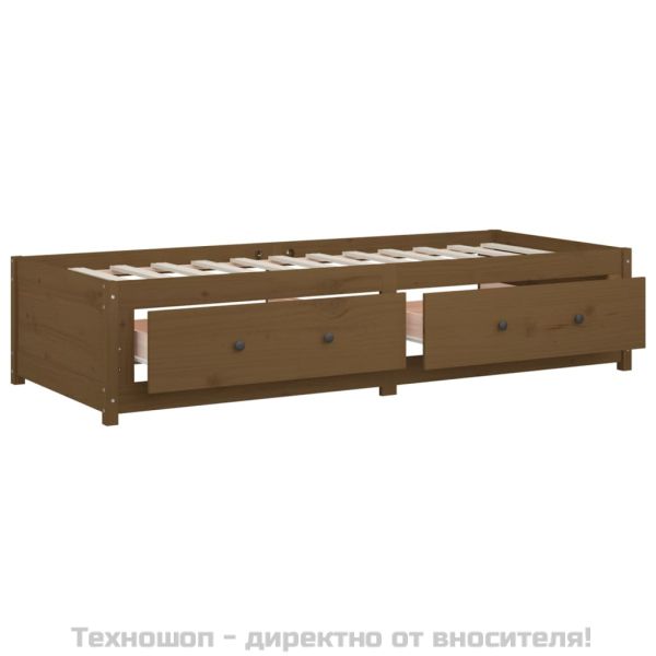 Дневно легло, меденокафяво, 80x200 см, борово дърво масив