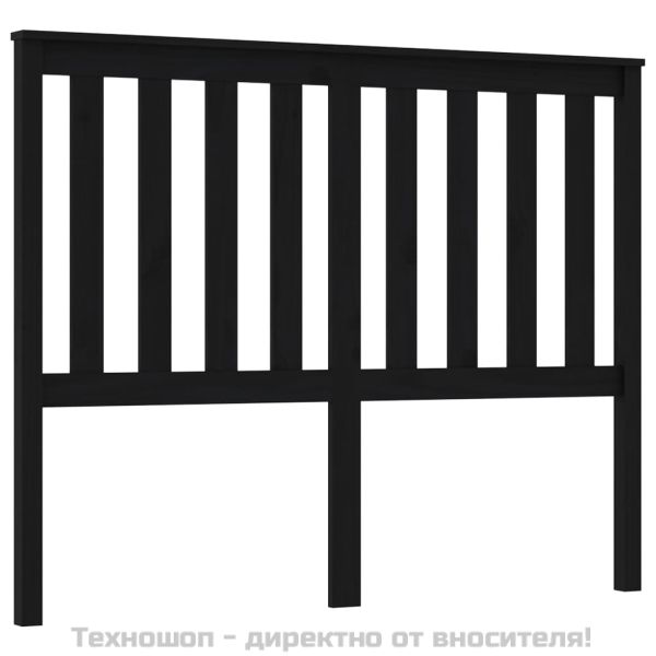 Горна табла за легло, черна, 126x6x101 см, бор масив