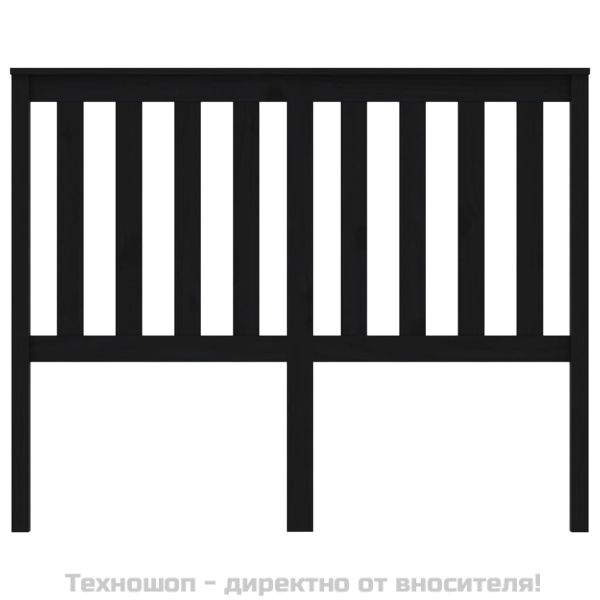 Горна табла за легло, черна, 126x6x101 см, бор масив