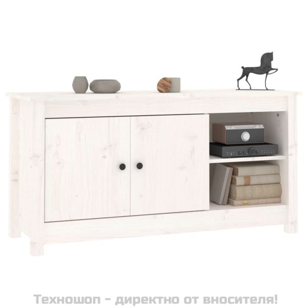 ТВ шкаф, бял, 103x36,5x52 см, бор масив