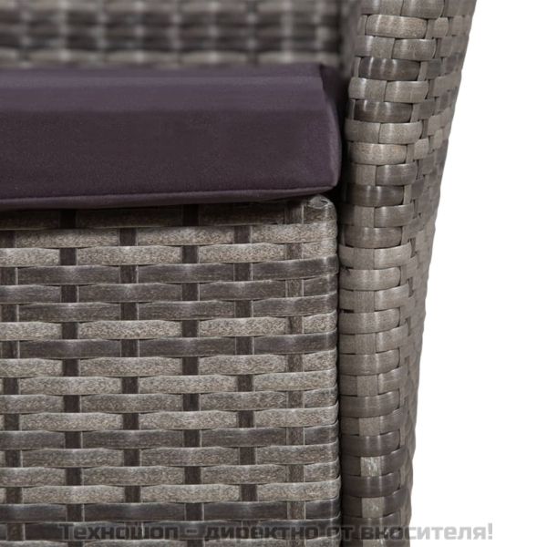 Бистро комплект, 3 части, полиратан, сив