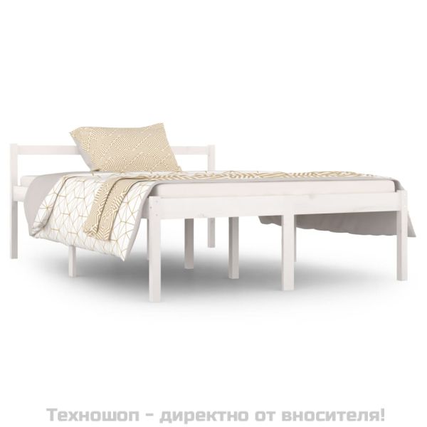 Легло за възрастни хора бяло 135x190 см двойно бор масив