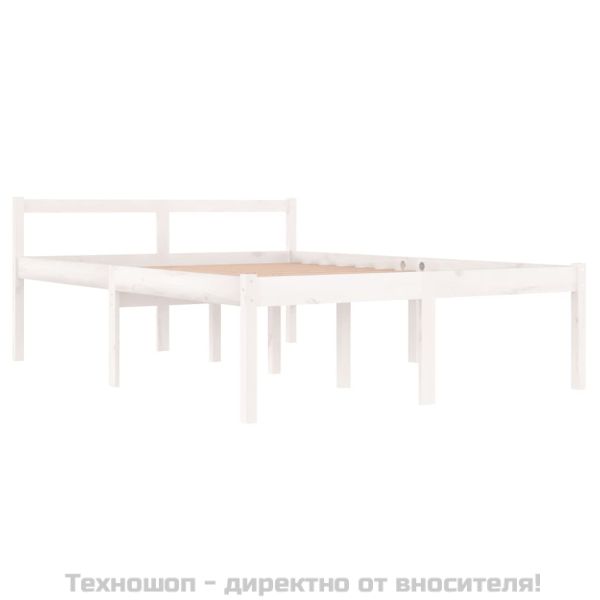 Легло за възрастни хора бяло 135x190 см двойно бор масив