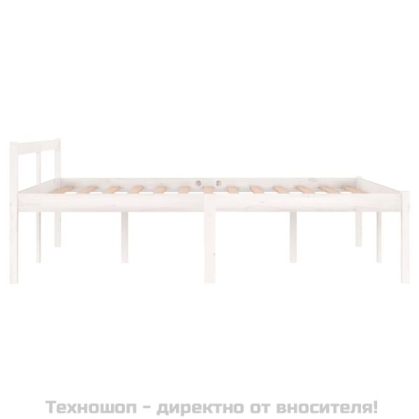 Легло за възрастни хора бяло 135x190 см двойно бор масив