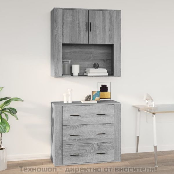 Стенен шкаф, сив сонома, 80x33x80 см, инженерно дърво