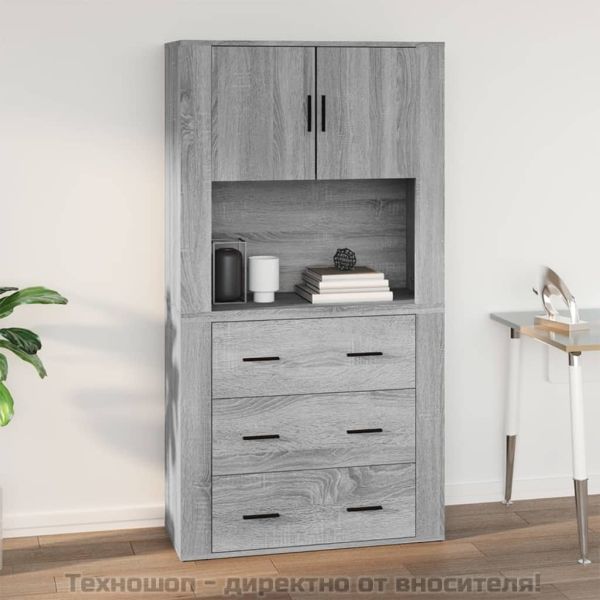 Стенен шкаф, сив сонома, 80x33x80 см, инженерно дърво