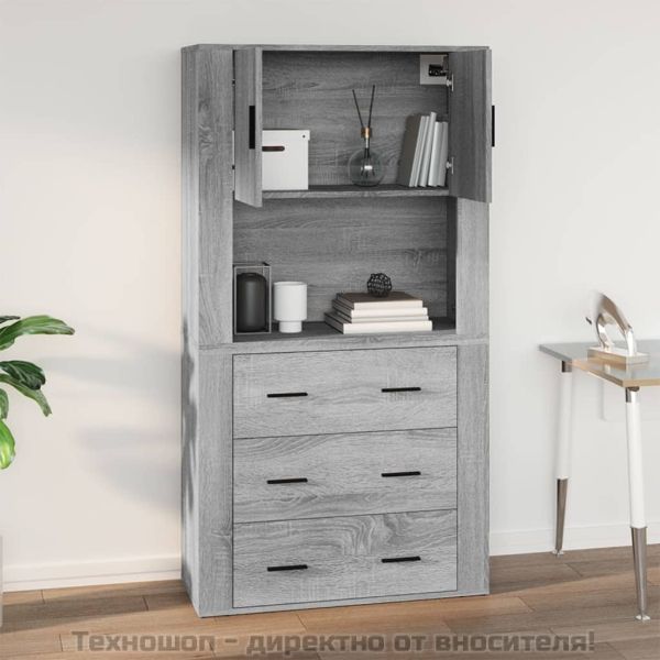 Стенен шкаф, сив сонома, 80x33x80 см, инженерно дърво