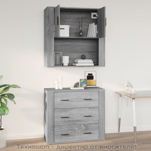 Стенен шкаф, сив сонома, 80x33x80 см, инженерно дърво