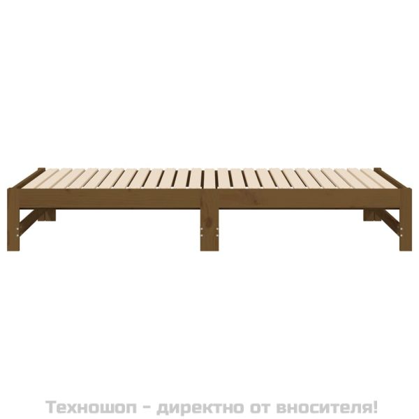 Разтегателно дневно легло меденокафяво 2x(90x190) см бор масив