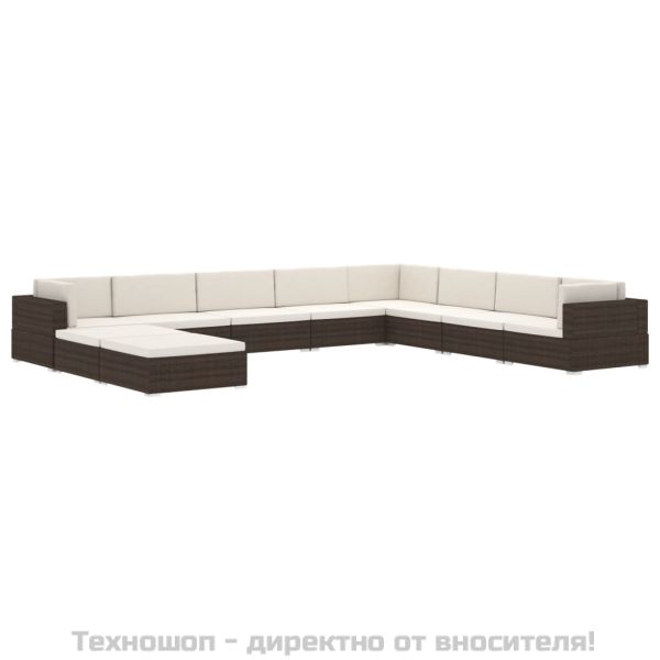 Модулна табуретка с възглавница, 1 бр, полиратан, сива