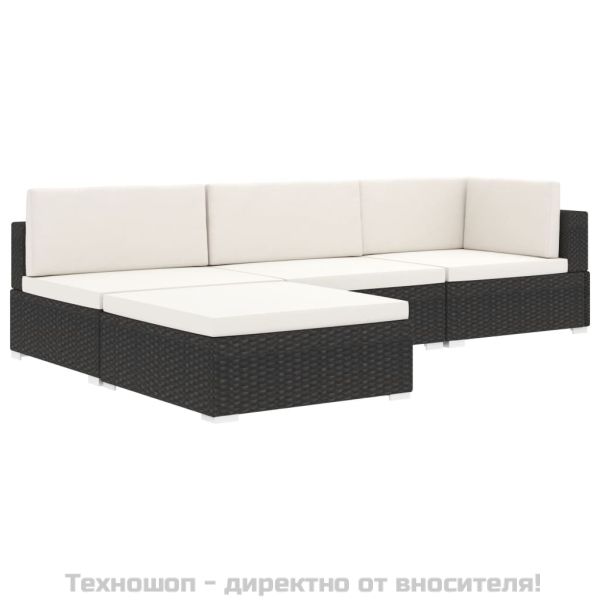 Модулна табуретка с възглавница, 1 бр, полиратан, сива