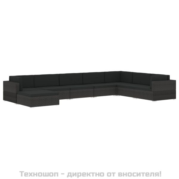 Модулна табуретка с възглавница, 1 бр, полиратан, сива
