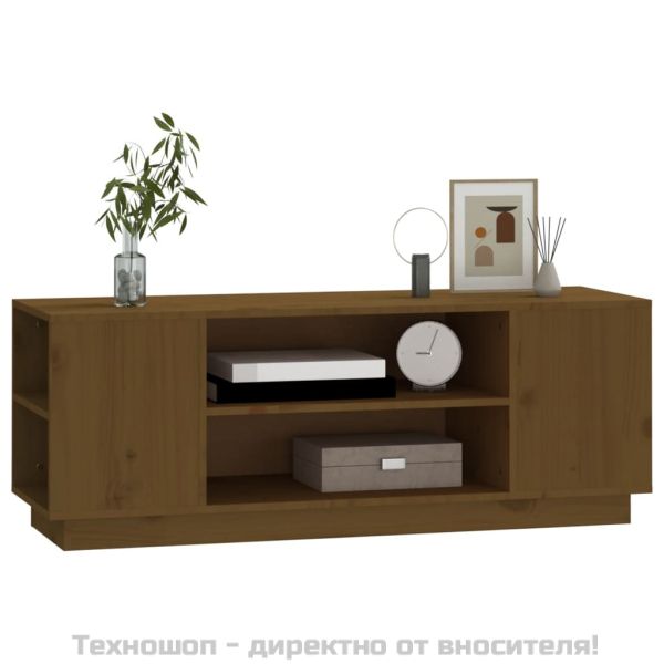 ТВ шкаф, меденокафяв, 110x35x40,5 см, бор масив
