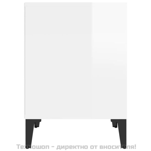 Нощно шкафче, бял гланц, 40x35x50 см