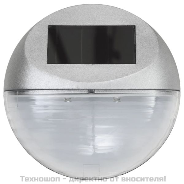 Градински соларни стенни лампи, LED, 12 бр, кръгли, сребристи