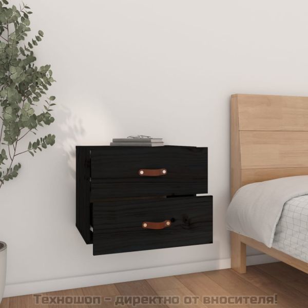 Нощни шкафчета за стенен монтаж, 2 бр, черни 50x36x40 см