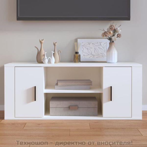 ТB шкаф, бял, 100x35x40 см, инженерно дърво
