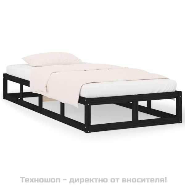 рамка за легло черна 75x190 см Small Single дърво масив