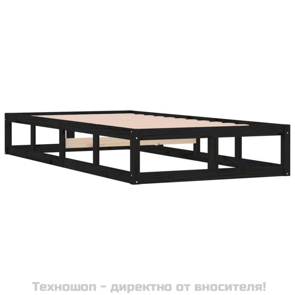 рамка за легло черна 75x190 см Small Single дърво масив