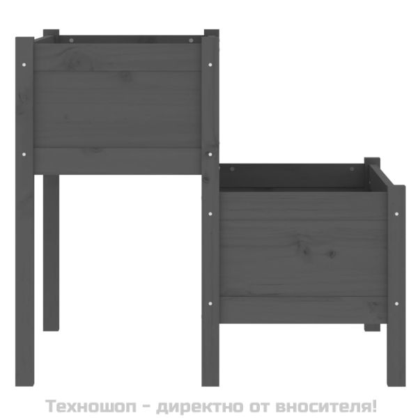 Плантер, сив, 84,5x84x75 см, борово дърво масив
