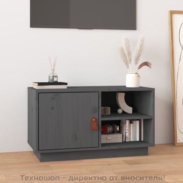 ТВ шкаф, сив, 70x34x40 см, бор масив