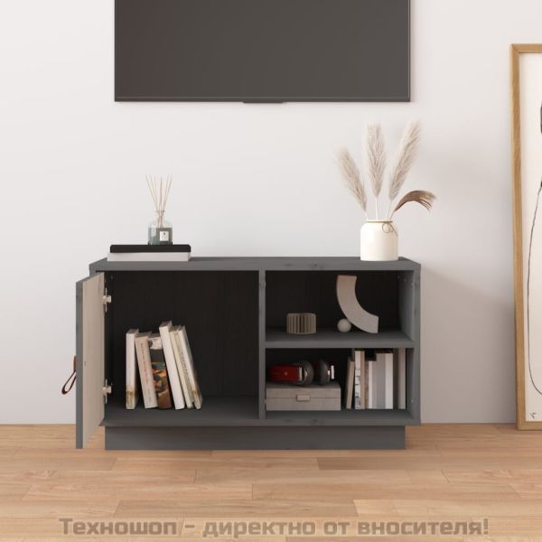 ТВ шкаф, сив, 70x34x40 см, бор масив