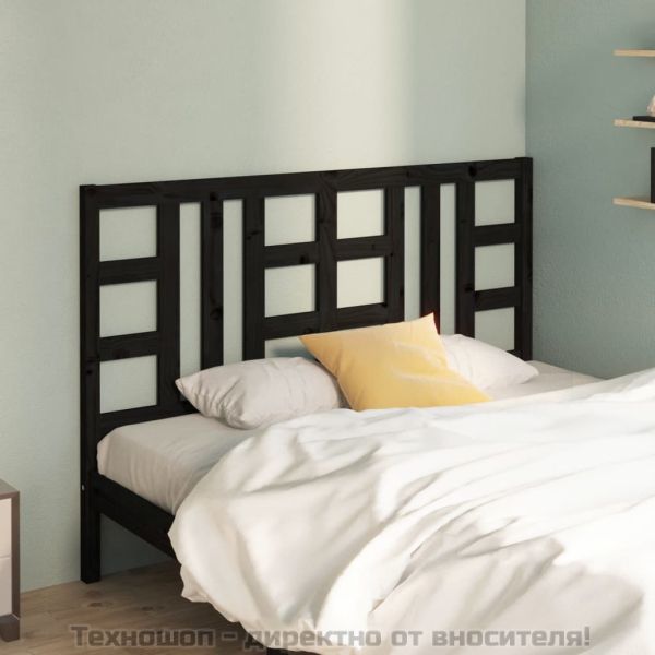 Горна табла за легло, черна, 166x4x100 см, бор масив