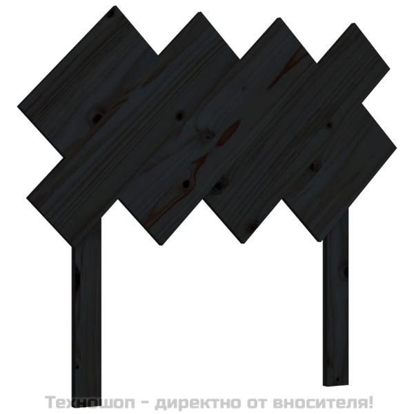Горна табла за легло, черна, 92x3x81 см, бор масив