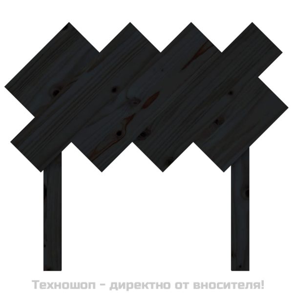 Горна табла за легло, черна, 92x3x81 см, бор масив