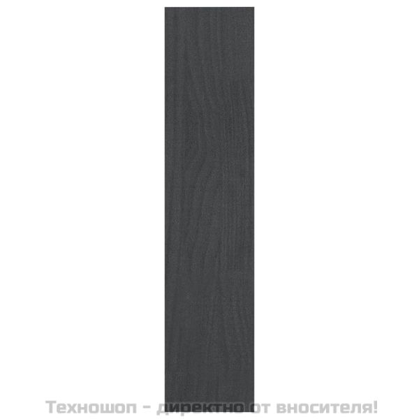 Библиотека/разделител за стая, сива, 100x30x135,5 см, бор масив